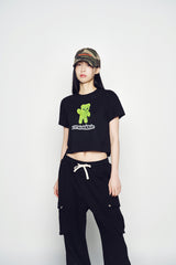 25SS エイリアンベアクロップショートスリーブTシャツ ブラック