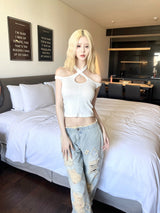 1278. Two way strap crop sleevless (2color)