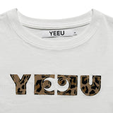 W レオパードアップリケTシャツ (ホワイト)