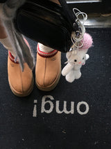 white cat carol keyring