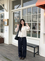 AD Strap Pintuck Frill Ruffle Blouse (3color)