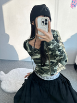 クロップミリタリーフーディ💚🖤
