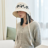 VA Digital Logo Cozy Knit Bonnet Hat / Cream&Black