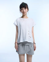Grunge Claw Leopard Eyelet Tee - White