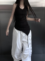clean unbalanced strap sleeveless (2color)