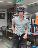 ジデン ハーフジップ リブ ショートスリーブ Tシャツ