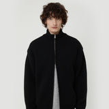 FULL KNIT ZIP UP BLACK