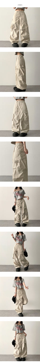 Waist String パラシュートカーゴワイドパンツ