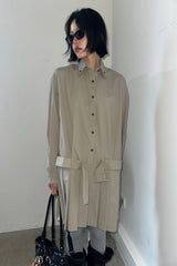 NEW LOW PLEATS DRESS_KHAKI GRAY
