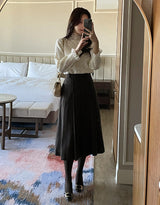 Berina brushed pleated long skirt