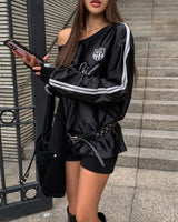 Girls' Unbalanced グロッシーラグビースウェットシャツ