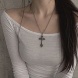 Vintage Gothic Cross Pendant Necklace