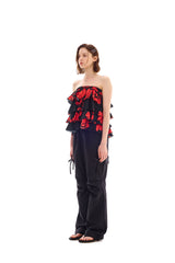 FLUTTER FRILL TOP SKIRT / RED