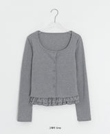 Gentil Frill Dot Layered Sleeveless Cardigan Set
