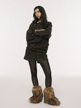 P.O.M FLUFFY SHORTS BROWN
