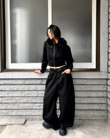 Tmin Ribbed-hem Buckle High-neck Fur-lined Short Mustang Jacket