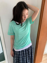 26SS★ [BAONHAUS] セイディンテンセルレイヤード半袖Tシャツ