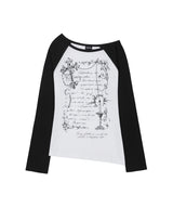 Cross Ornament Off Shoulder Raglan Long Sleeve - WHITE
