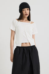 ノースリーブ レイヤードトップス, White
