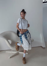 Mully ダメージコットンクロップTシャツ