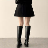  Humming Waist Banding Woolen Miniskirt