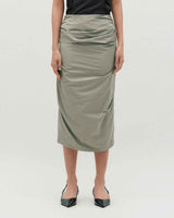 Draped Long Skirt _ GREY