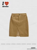 brown corduroy midi skirt