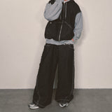layered deconstructed denim pants_black