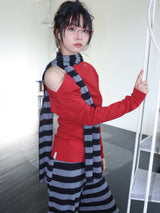 ONE-SHOULDER ELASTIC T (RED)