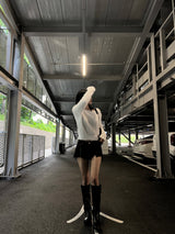  Milk tea angora long sleeve boat neck vertical knit top (5 colors)