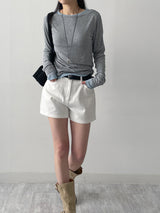 Boatneck Button Loose Fit T-shirt