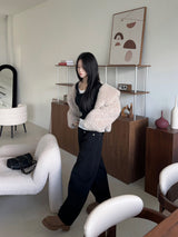 テディハグファジーハイネックファージャケット