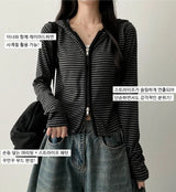 Sty Stripe Two Way Slim Hooded Zip-Up