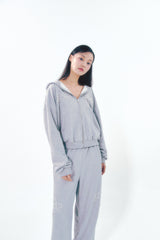 Pearl Hoodie Zip-Up Gray