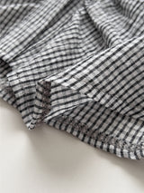 Check Shirred Short Sleeve Blouse