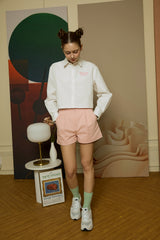 キャンパスラバーホワイトクロップドシャツ [For women]