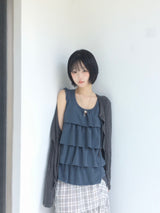 Tear Shirring Sleeveless Top