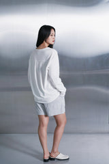 ESSENTIAL PLEAT U-NECK TEE (Off-White)