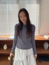 Takan Stripe Round Long Sleeve Tee