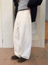 Backpoint Herringbone Cotton100 Wide Pants (2color)