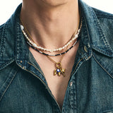 evil eye lucky symbol charms necklace gold