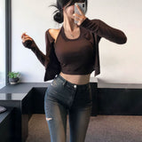 [BELLIDE MADE] Holter neck camisole + cardigan setup