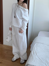 Luri Back Heart Pocket Carpenter Wide Pants 
