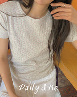 Flower Ribbed Tee(3color)