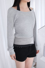 Layered halter neck off-shoulder sweatshirt set