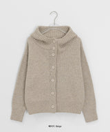 Mihro High Neck Hood Wool Knit Cardigan