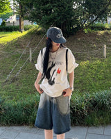 ファーリングフラワー O/W オーバーフィットTシャツ