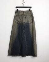 Blek Vintage Cut Washed Denim Long Skirt