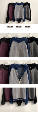 Mint Leglan Color Two Way Knit Zip-Up