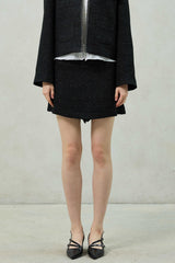 AGLOW TWEED SKIRT PANTS / BLACK